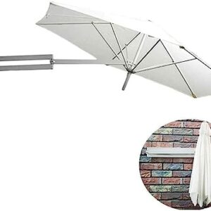 Patio Garden Parasols Umbrella Awnings Portable Parasols Wall-Mounted Aluminium Patio Umbrella - Outdoor Garden Balcony Tilting Sunshade Umbrella (Color : White)