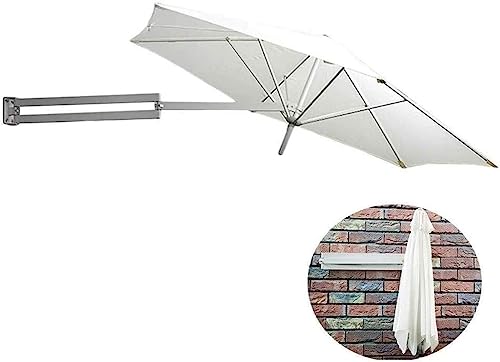 Patio Garden Parasols Umbrella Awnings Portable Parasols Wall-Mounted Aluminium Patio Umbrella - Outdoor Garden Balcony Tilting Sunshade Umbrella (Color : White)