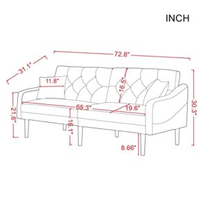 Modern Upholstered Futon Sofa Loveseat Convertible to Nap Sleeper Couch Bed,Soft Loveseat & Sofabed for Home Office Apartment Small Space Living Room Napping