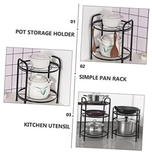 YARNOW Pan Storage Rack 1 PC Pot Rack Pan Holder Rack Cookware Stand Pot Storage Holder Simple Pan Rack Two-layer Pot Shelf Iron Household Food Black Pan Storage Rack Kitchen Utensil