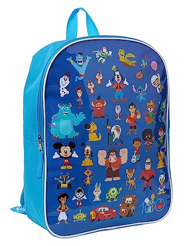 Disney 100 15" Backpack Donald Goofy Woody Sully Dug Aladdin Peter Pan Kids Blue