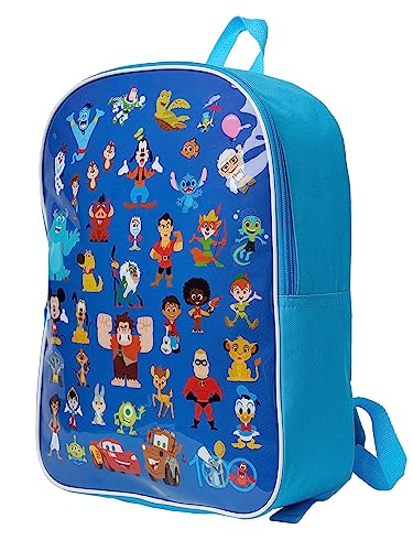 Disney 100 15" Backpack Donald Goofy Woody Sully Dug Aladdin Peter Pan Kids Blue