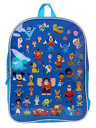 Disney 100 15" Backpack Donald Goofy Woody Sully Dug Aladdin Peter Pan Kids Blue