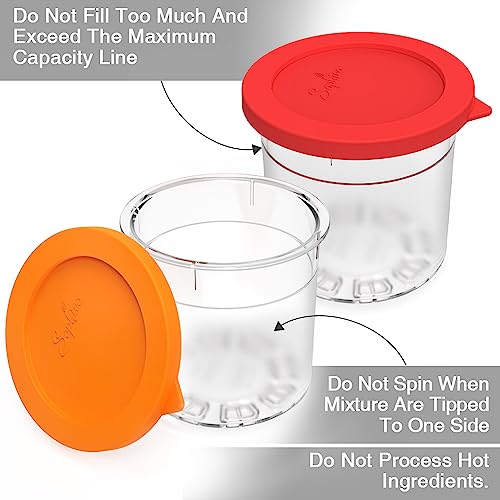 ARCOOLOR Pint Containers with Silicone Lids Replacement for Ninja Creami - 4 Pack, Compatible with NC299AMZ & NC300s Series Ice Cream Maker with E-Cookbook, Airtight & Dishwasher Safe (MIX2)