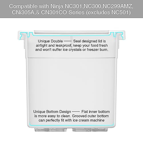 ARCOOLOR Pint Containers with Silicone Lids Replacement for Ninja Creami - 4 Pack, Compatible with NC299AMZ & NC300s Series Ice Cream Maker with E-Cookbook, Airtight & Dishwasher Safe (MIX2)