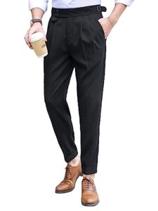 floerns men's classic fit flat front dress pants office business trousers black m