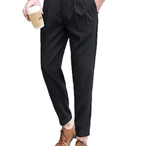 Floerns Men's Classic Fit Flat Front Dress Pants Office Business Trousers Black M