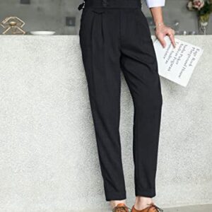 Floerns Men's Classic Fit Flat Front Dress Pants Office Business Trousers Black M