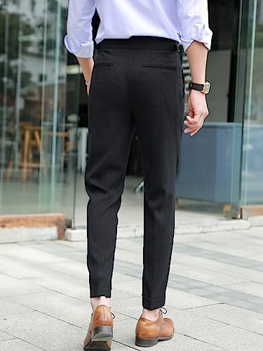 Floerns Men's Classic Fit Flat Front Dress Pants Office Business Trousers Black M