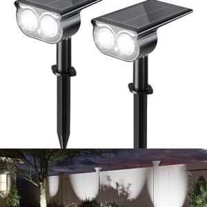 JACKYLED Solar Spot Lights, Owl Face, 3 Modes Bright LED Solar Lights for Outside, 2 Pack Landscape Lighting IP65 Waterproof for Garden, Yard, Driveway, Pathway, Walkway, Cool White Light