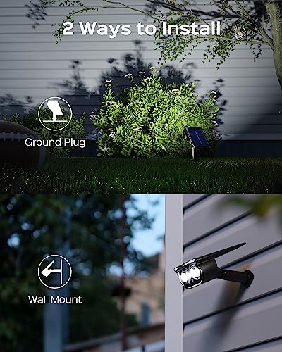 JACKYLED Solar Spot Lights, Owl Face, 3 Modes Bright LED Solar Lights for Outside, 2 Pack Landscape Lighting IP65 Waterproof for Garden, Yard, Driveway, Pathway, Walkway, Cool White Light