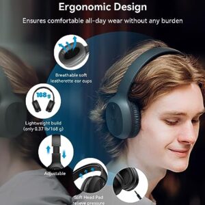 Edifier W600BT Wireless Over-Ear Headphones, Bluetooth V5.1, Crystal Clear Call, 40mm Drivers, 30H Playtime, Connect to 2 Devices, Built-in Microphone, Lightweight, for Travel, Home, Office - Black