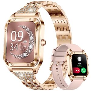 lige smart watch for women(answer/make calls), 1.59" smartwatch for android and ios phones, ip68 waterproof fitness watch with female health, sleep heart rate monitor, ai voice(rose gold)