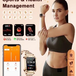 LIGE Smart Watch for Women(Answer/Make Calls), 1.59" Smartwatch for Android and iOS Phones, IP68 Waterproof Fitness Watch with Female Health, Sleep Heart Rate Monitor, AI Voice(Rose Gold)