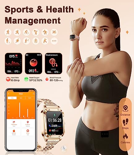 LIGE Smart Watch for Women(Answer/Make Calls), 1.59" Smartwatch for Android and iOS Phones, IP68 Waterproof Fitness Watch with Female Health, Sleep Heart Rate Monitor, AI Voice(Rose Gold)