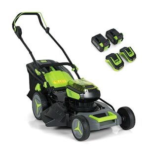 lawn mowers battery powered, 40v 18 inch brushless cordless push lawn mower 4.0ah batteries and 2 chargers