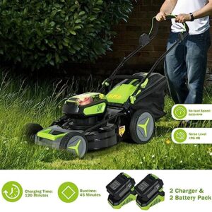 Lawn Mowers Battery Powered, 40V 18 Inch Brushless Cordless Push Lawn Mower 4.0Ah Batteries and 2 Chargers