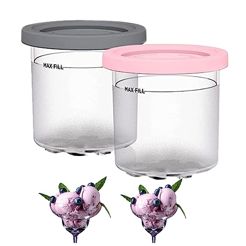 Wzvzss Ice Cream Pint Cups, Ice Cream Containers with Lids for Ninja Creami Pints, Ice Cream Pint Kitchen Accessories for NC301 NC300 NC299AM Series Ice Cream Machines, Sealed and Leak-proof (2 pcs-A)