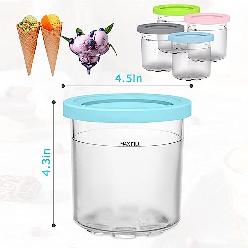 Wzvzss Ice Cream Pint Cups, Ice Cream Containers with Lids for Ninja Creami Pints, Ice Cream Pint Kitchen Accessories for NC301 NC300 NC299AM Series Ice Cream Machines, Sealed and Leak-proof (2 pcs-A)