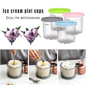 Wzvzss Ice Cream Pint Cups, Ice Cream Containers with Lids for Ninja Creami Pints, Ice Cream Pint Kitchen Accessories for NC301 NC300 NC299AM Series Ice Cream Machines, Sealed and Leak-proof (2 pcs-A)