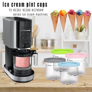 Wzvzss Ice Cream Pint Cups, Ice Cream Containers with Lids for Ninja Creami Pints, Ice Cream Pint Kitchen Accessories for NC301 NC300 NC299AM Series Ice Cream Machines, Sealed and Leak-proof (2 pcs-A)