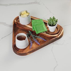 Set of 3 Acacia Wooden Trays Serving Platters – Serving Board Food Platters - Charcuterie Board for Fruit Cheese Vegetable – Drink Coaster Tray - Charger Plates – Wood Serving Tray