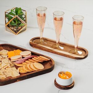 Set of 3 Acacia Wooden Trays Serving Platters – Serving Board Food Platters - Charcuterie Board for Fruit Cheese Vegetable – Drink Coaster Tray - Charger Plates – Wood Serving Tray
