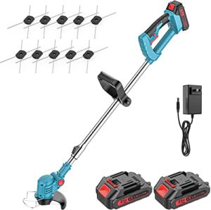weed wacker cordless 21v, 47" adjustable string trimmer, brush cutter lawn edger battery powered 3000mah, lightweight cordless weed eater grass trimmer for lawn trimming lawn care