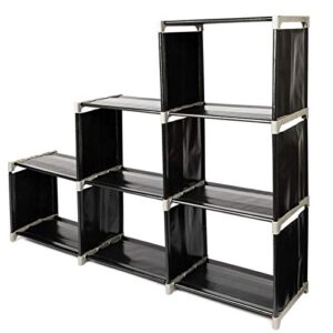 leemas 3 tiers 6-cube closet organizer storage shelf bookcase bookshelf, closet cabinet, diy plastic modular book shelf storage shelves modular bookcase (black)