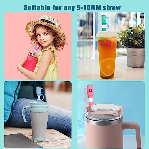 5 PCS Silicone Straw Covers Cap and 1 Protective Hydro Flask Boot Compatible with Stanley 30&40 Oz Cup,10mm Cute Straw Toppers for Tumblers, Dust-Proof Drinking Straw Caps for Straws Tips Lids