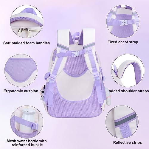 Mcaldume Cute Backpacks for Girls, Kawaii Backpack Aesthetic Backpack for Teen Girls, Beige Cute Bookbag for Kids Elementary School