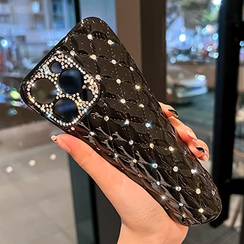 Kwhapoo Sparkly Compatible with iPhone 13 Pro Case with Bling Diamond, Glitter Flexible TPU Slim Fit Slip-Resistant Camera Protection Cases for Women Girls 6.1"(White)