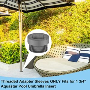 Thyle 2 Pcs Pool Umbrella Stabilizer Adapter Threaded Adapter Sleeves Pool Umbrella Sleeve Umbrella Pole Stabilizer for Outdoor Patio 1 3/4" Umbrellas Insert (Gray)