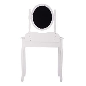 Nigwedete Vanity Table Set with Chair, Makeup Dressing Table with Mirror and Large Drawer, Vanity Table with Thick Padded Stool, White