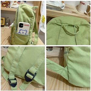 Hopecn Y2K Backpack With Kawaii Accessories Star Patch Aesthetic Canvas Bookbag Vintage Fashion Casual Goth Backpacks.(Patch1-Green2)