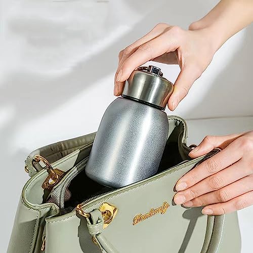 Mini Vacuum Insulated Tumbler Small Stainless Steel Thermal Bottle Water Flask Thermos For Hot and Cold Drinks Travel Coffee Mug 10.2 oz/300ml Silver