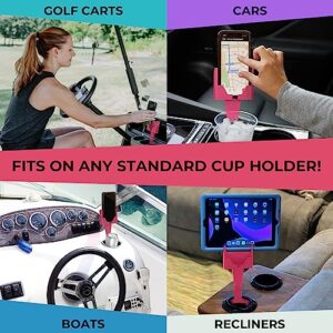 CELL PHONE SEAT – Phone & Cup Holder Made in USA – Fits Phones with or Without Cases in Vertical or Horizontal Position and Doesn’t Block Cup Holder, Charging Ports, Vents, Windshield (Pink Pack of 1)