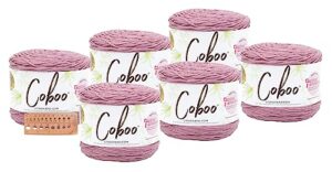 lion brand yarn - coboo 6 pack with needle gauge (plume)
