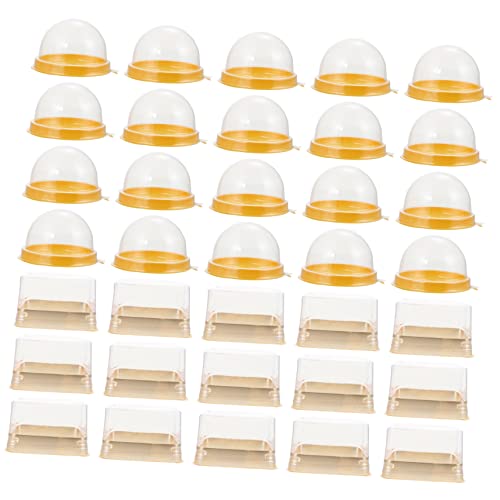 Yardenfun 100pcs Packing Cake Box Clear Plastic Gift Box Favor Boxes for Wedding Mini Cake Stand Mooncake Packaging Box Mini Cake Carrier Clear Plastic Mini Cupcake Plastic Baking Boxes Yolk