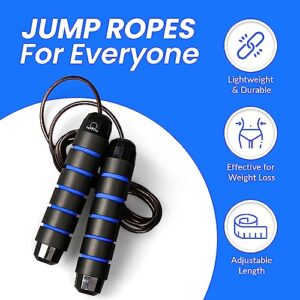 Jump Rope Fitness 3-Set for 2 Adults & Child - Lightweight, Adjustable Length, Durable Pro Quality. Ideal for Fitness, Cardio, Conditioning, Weight Loss for Men & Women + Free Child Rope