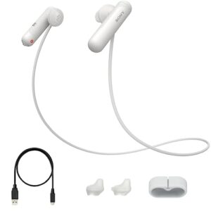 sony extra bass bluetooth headphones, wireless sports earbuds with mic/microphone, ipx4 splashproof stereo comfort gym running workout up to 8.5 hour battery, white (international version)