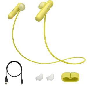 sony extra bass bluetooth headphones, wireless sports earbuds with mic/microphone, ipx4 splashproof stereo comfort gym running workout up to 8.5 hour battery, yellow (international version)