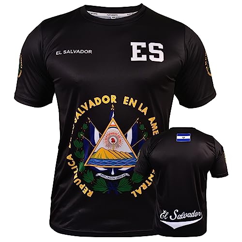 Fury El Salvador Soccer Jersey El Salvador Jersey Black White El Salvador Shirt for All Salvadorans Men/Women/Unisex/Hombres (M-Black)