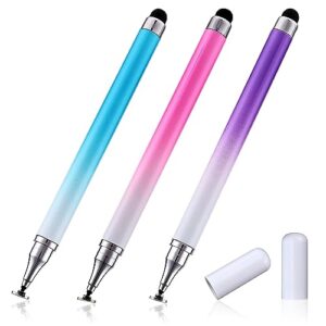amaxiu 2 in 1 stylus pens for touch screens,3 pcs stylus pencil with transparent disc & silicone tip high sensitivity stylus fine point stylus pen compatible with all touch devices