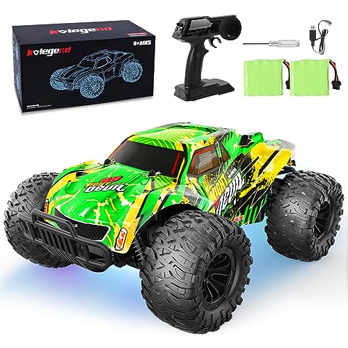 kolegend RC Cars 13 Inch Colorful Bodylight Remote Control Car for Boys 50+min Play with 2 Rechargeable Batteries, 20 km/h All Terrains Off Road RC Trucks Birthday Gift