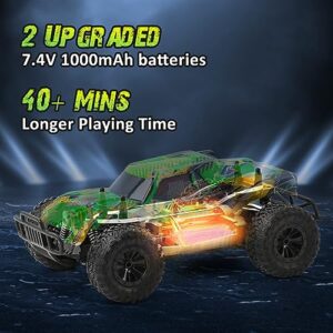 kolegend RC Cars 13 Inch Colorful Bodylight Remote Control Car for Boys 50+min Play with 2 Rechargeable Batteries, 20 km/h All Terrains Off Road RC Trucks Birthday Gift