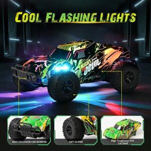 kolegend RC Cars 13 Inch Colorful Bodylight Remote Control Car for Boys 50+min Play with 2 Rechargeable Batteries, 20 km/h All Terrains Off Road RC Trucks Birthday Gift