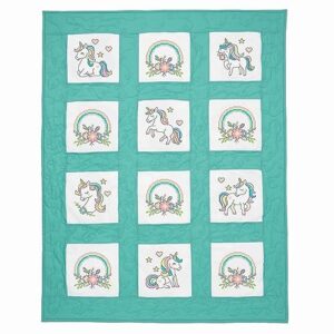 herrschners magical unicorns kid's quilt blocks stamped cross-stitch
