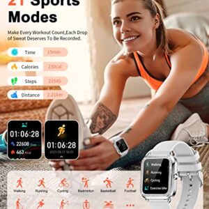 LIGE Smart Watches for Women, 1.57‘’HD Screen Fitness Watch with 21 Sport Modes/Heart Rate/Blood Pressure Monitor/Sleep Tracker, Smartwatch with Text and Call, IP67 Smart Watch for Android iOS, Silver