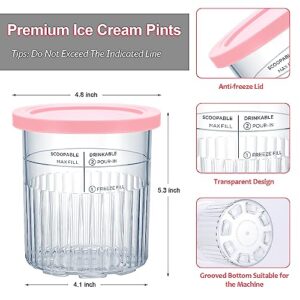 CINPIUK Ice Cream Pints, 4 Pack Containers with Lids Replacements for Ninja Creami Pints, Compatible with NC500 NC501 Series Ice Cream Maker, Dishwasher Safe Creami Containers